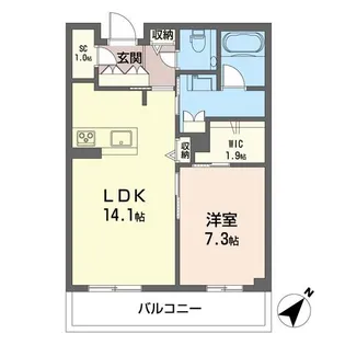 ウィズプラス浦和美園ウエストB棟【1階】の間取り