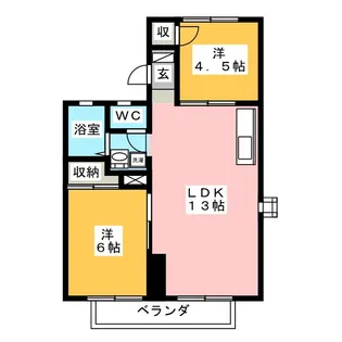 2LDKの間取り画像