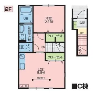 ワンリッチ金ヶ崎C【2階】の間取り