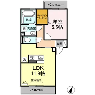 グリシーヌ長嶺【2階】の間取り