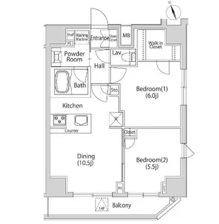 東京都港区新橋6【マンション】の間取り