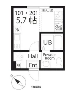 ハーミットクラブハウス大倉山の上【2階】の間取り