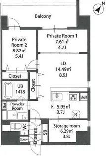 福岡県福岡市博多区住吉4【マンション】の間取り