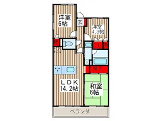 グランドムール浦和栄和【2階】の間取り