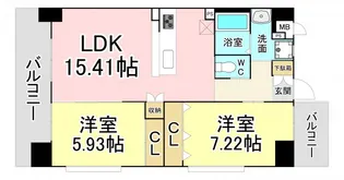 ウイングス穴生【2階】の間取り