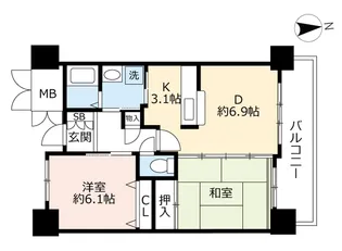 URアクシオス千種【23階】の間取り