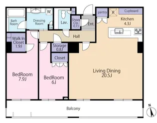 パークコート麻布十番ザ・タワー【30階】の間取り