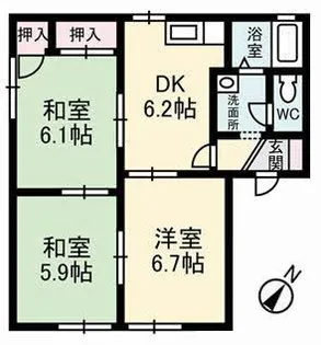サンライト城北 A棟【1階】の間取り