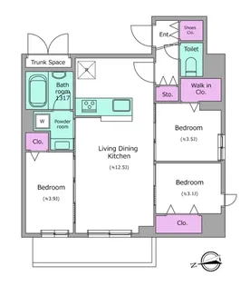 ドゥーエ日暮里III【9階】の間取り