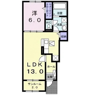 栗原志波姫館 壱番館【1階】の間取り