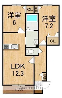 グランシャリオ瑠璃【1階】の間取り