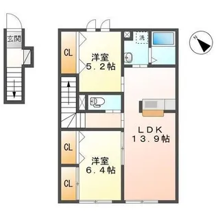 コンフォータブルプレイス【2階】の間取り