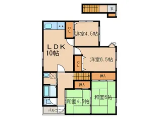 菟道東隼上り5-162貸家【2階】の間取り