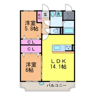 ユーミー栗林【1階】の間取り