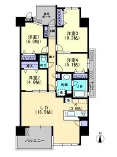 岡山県倉敷市西中新田【マンション】の間取り