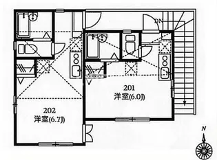 ラ・シャンテ大島【2階】の間取り