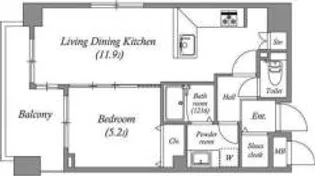 白金台アパートメント【4階】の間取り