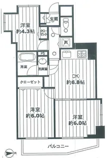 ライオンズマンション山手石川町【5階】の間取り