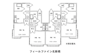 フィールファイン北新橋【1DK】【1階】の間取り