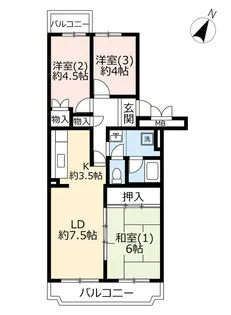 UR中山駅前ハイツ【2階】の間取り