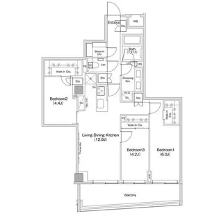 ザ・パークハビオ渋谷クロス【6階】の間取り