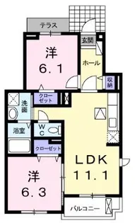 ベリーヒルズC【1階】の間取り