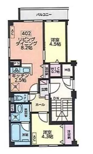 白金K-FLAT II【4階】の間取り