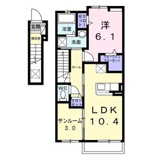 アムールD【2階】の間取り