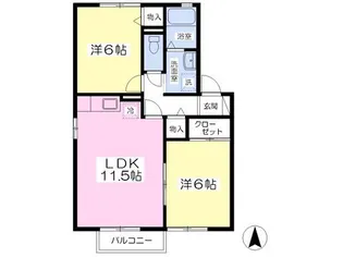 メゾン下飯田B【1階】の間取り