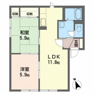 エステートハイム B【1階】の間取り