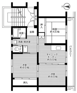 ビレッジハウス横手1号棟【5階】の間取り
