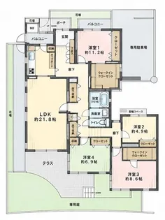 ガーデン鷹番【1階】の間取り