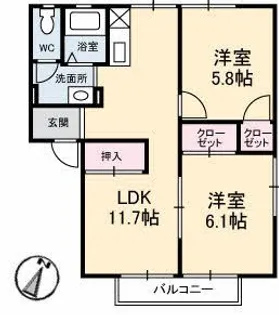 グレースフジ B棟【1階】の間取り