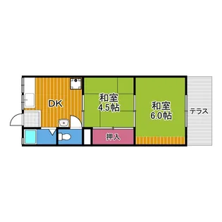 ブルースカイハイツB棟【1階】の間取り