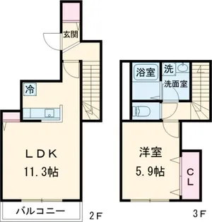 東京都中野区中央5【一戸建】の間取り
