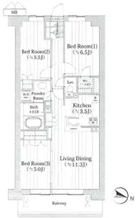 東京都世田谷区砧7【マンション】の間取り