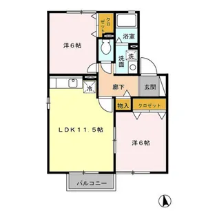 【ロイヤルタウン蓬沢 A】【2階】の間取り