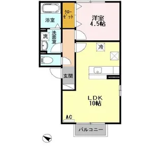 サニーフラット新通【1階】の間取り