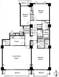 広尾ガーデンヒルズ M棟【6階】の間取り