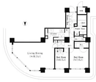 リバーポイントタワー【23階】の間取り