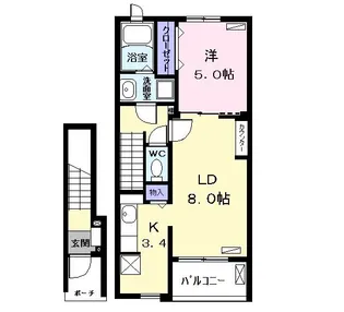 シャトル朝日【2階】の間取り