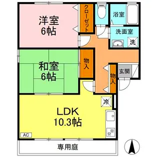 ラポール宮内B【1階】の間取り