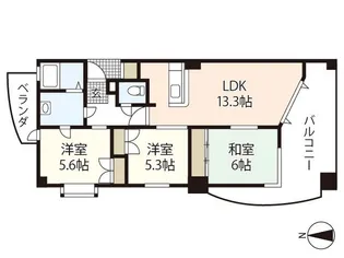 グローリー三滝【6階】の間取り