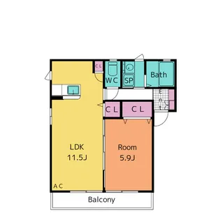 パティオ1 A棟【1階】の間取り
