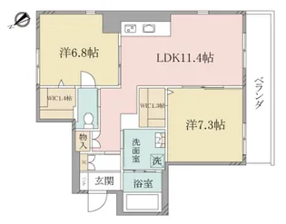 (シニア限定)ヘーベルヴィレッジ西船橋駅前~パティオメープル~【7階】の間取り