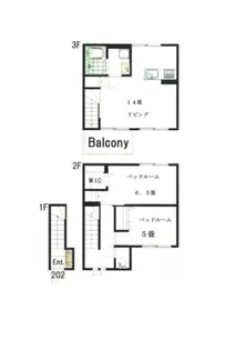 ヴィラ・シンビオーズ三軒茶屋【3階】の間取り
