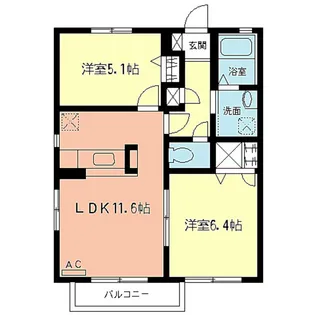 ハピネスヒルズA【2階】の間取り