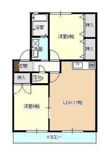 ハイカムール仲沖F棟【1階】の間取り