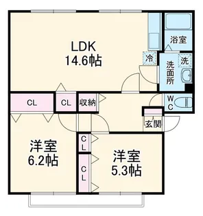 パークハイツA【2階】の間取り