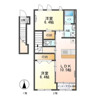 Shine Village(シャイン ヴィレッジ)大木戸B【2階】の間取り